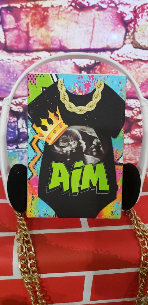 PHOTO: The invitation to the baby shower featured the baby's initials, 'A.I.M,' along with his sonogram picture.