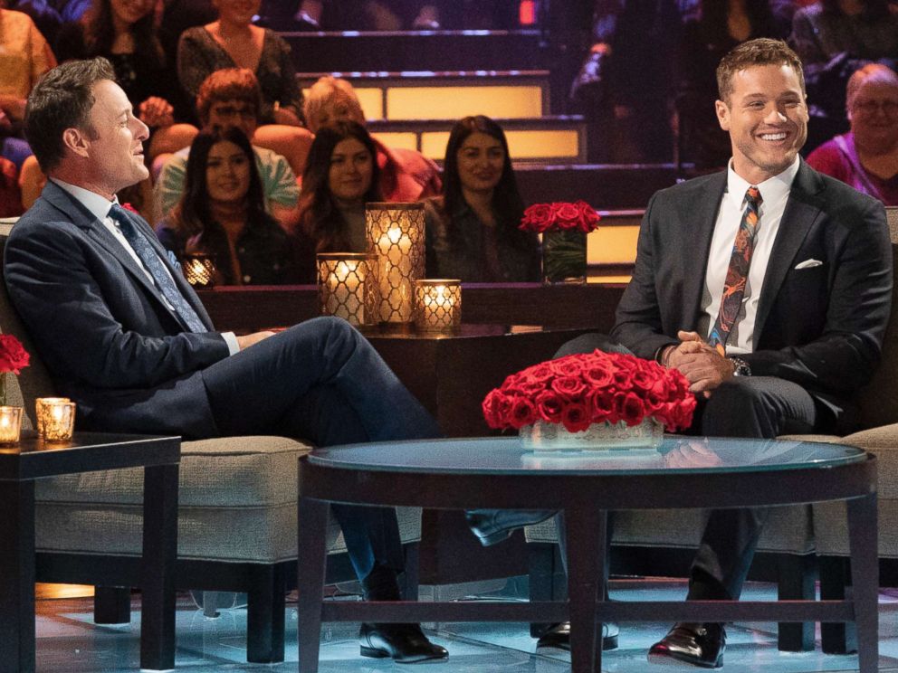 PHOTO: Chris Harrison (left) and Colton Underwood appear on an episode of The Bachelor.