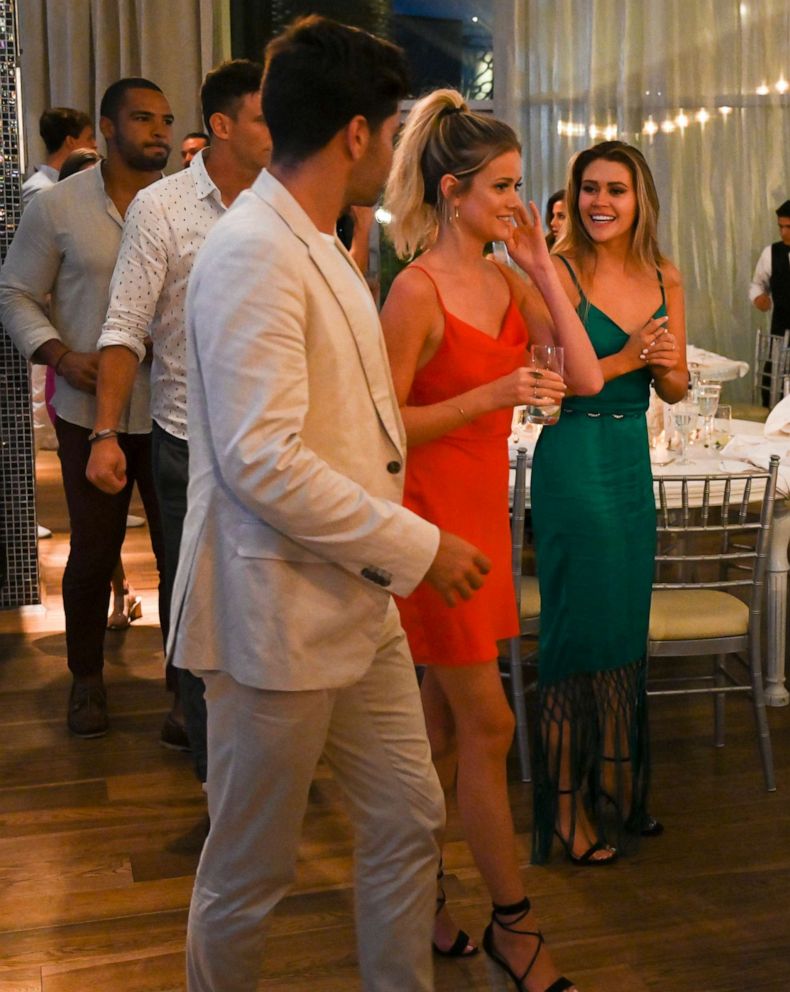 PHOTO: Hannah Godwin and Caelynn Miller-Keyes are shown at Krystal Nielson and Chris Randone's wedding on  Bachelor In Paradise.