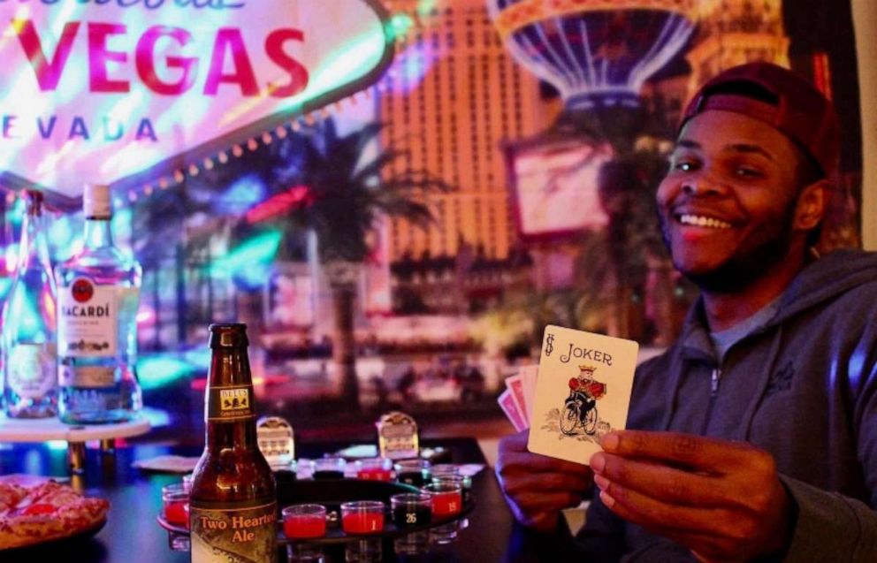 PHOTO: Kelli Van Harn hosted a Vegas-themed bachelor part for Omar Brown on April 11, 2020 in their apartment in Southfield, Mi.