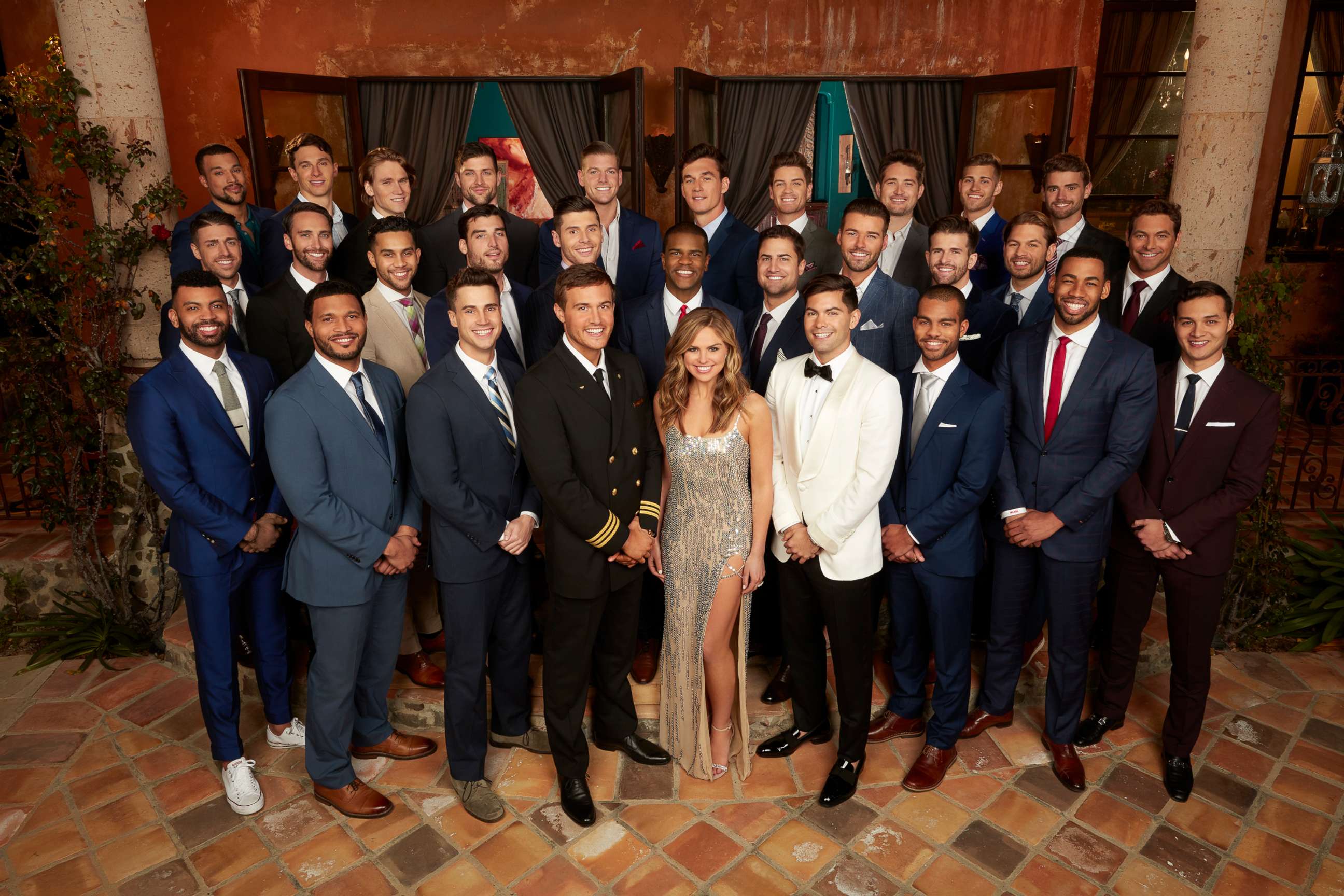 PHOTO: Hannah Brown pictured with the contestants on the milestone 15th season of ABC's "The Bachelorette."