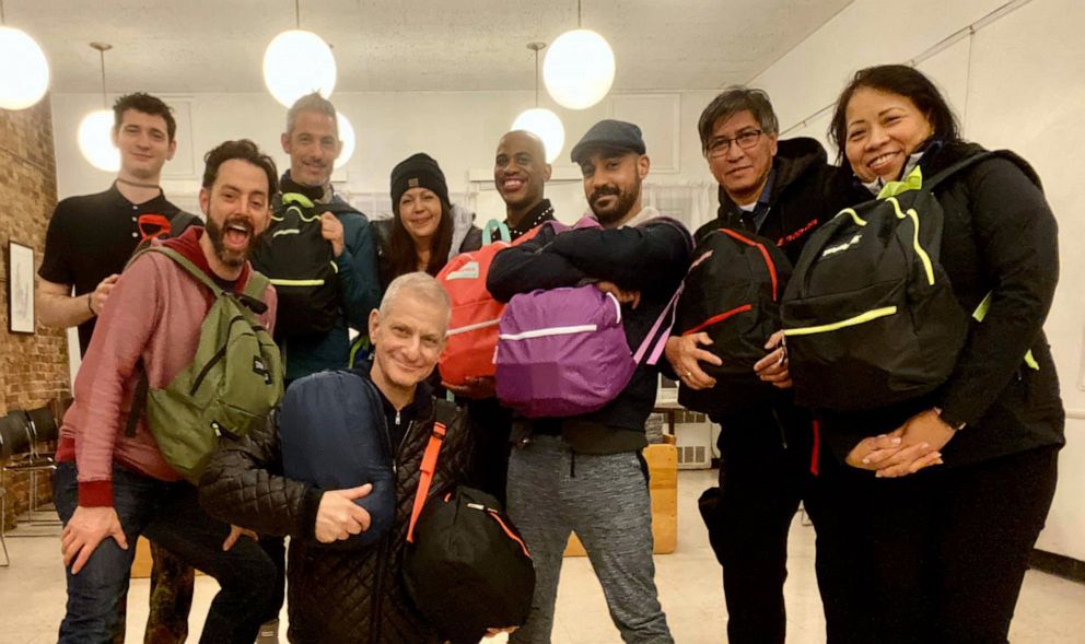 PHOTO: Jeffrey Newman and a handful of volunteers with Backpacks For The Street, pictured in an undated handout photo, drive around New York City's boroughs to find homeless residents in need of hygienic supplies.