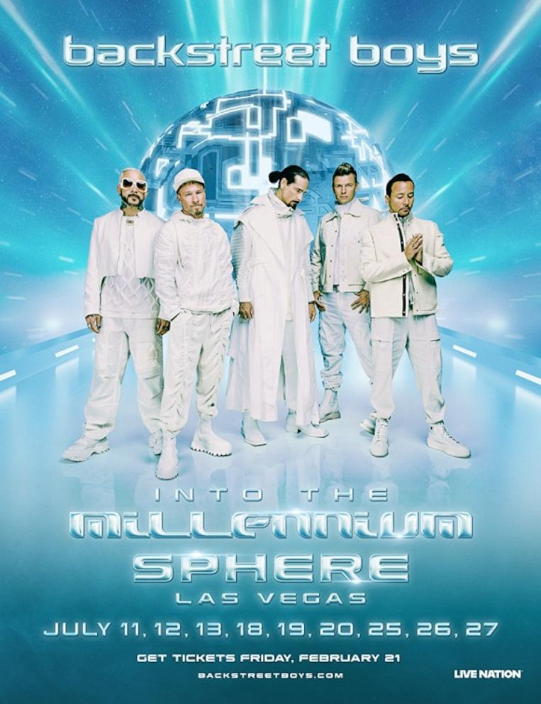 PHOTO: the Backstreet Boys have announced their highly anticipated Summer 2025 Residency, “Into The Millennium,” as the first pop act to play Sphere in Las Vegas. 