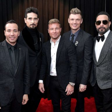 [PHOTO: In this Feb. 10, 2019, file photo, Howie Dorough, Kevin Richardson, Brian Littrell, Nick Carter, and AJ McLean of Backstreet Boys attends the Grammys in Los Angeles.]