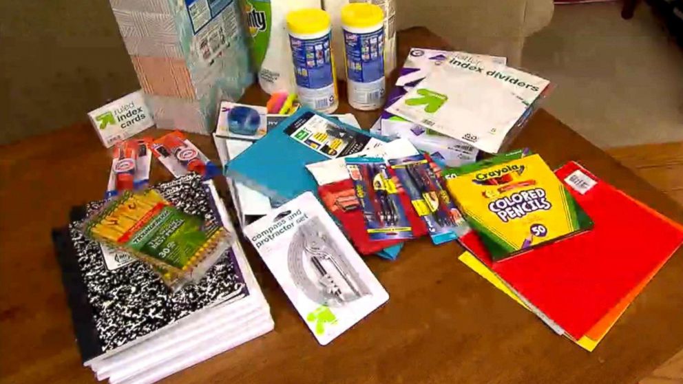 PHOTO: To find out how to get an epic deal on school supplies, the Maxwell family from San Carlos, California, split up and shopped a big box store, the dollar store, online and later compared notes on who saved the most. 