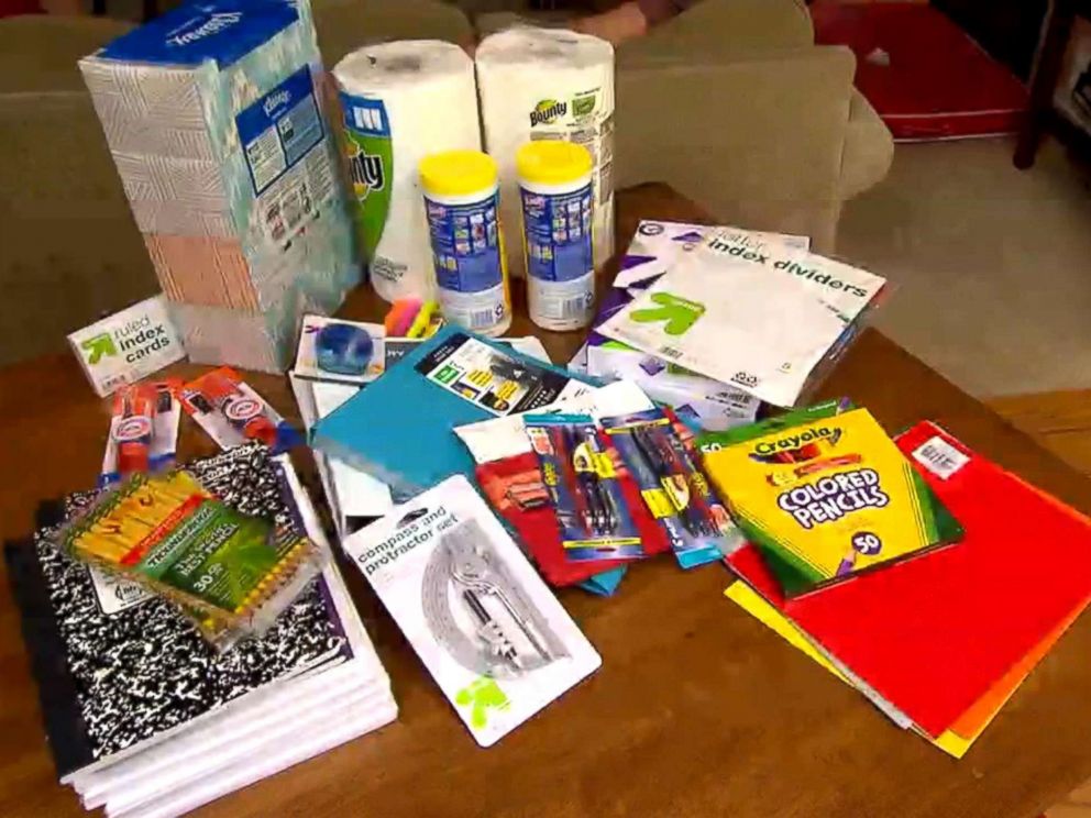 PHOTO: To find out how to get an epic deal on school supplies, the Maxwell family from San Carlos, California, split up and shopped a big box store, the dollar store, online and later compared notes on who saved the most.