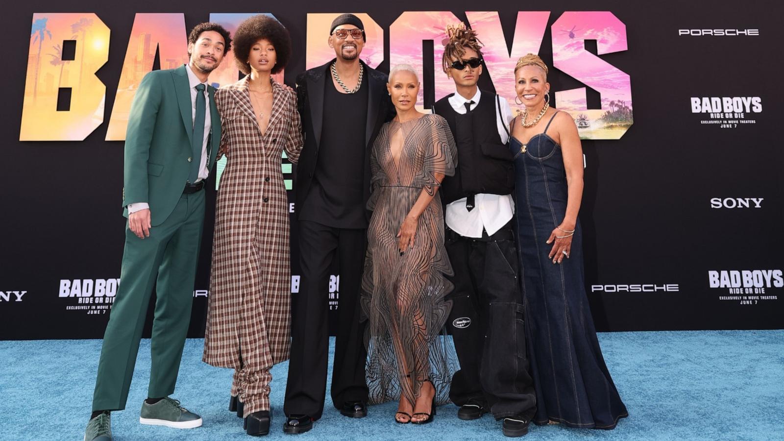 PHOTO: Trey Smith, Willow Smith, Will Smith, Jada Pinkett Smith, Jaden Smith and Gammy Norris attend the Los Angeles Premiere of Columbia Pictures' "Bad Boys: Ride Or Die" at the TCL Chinese Theater on May 30, 2024 in Hollywood, Calif.