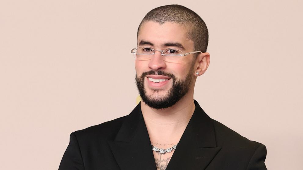 PHOTO: Bad Bunny poses in the press room during the 96th Annual Academy Awards at Ovation Hollywood on March 10, 2024 in Hollywood.