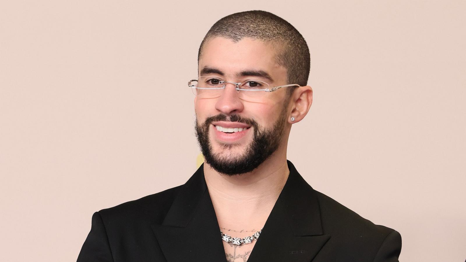 PHOTO: Bad Bunny poses in the press room during the 96th Annual Academy Awards at Ovation Hollywood on March 10, 2024 in Hollywood.