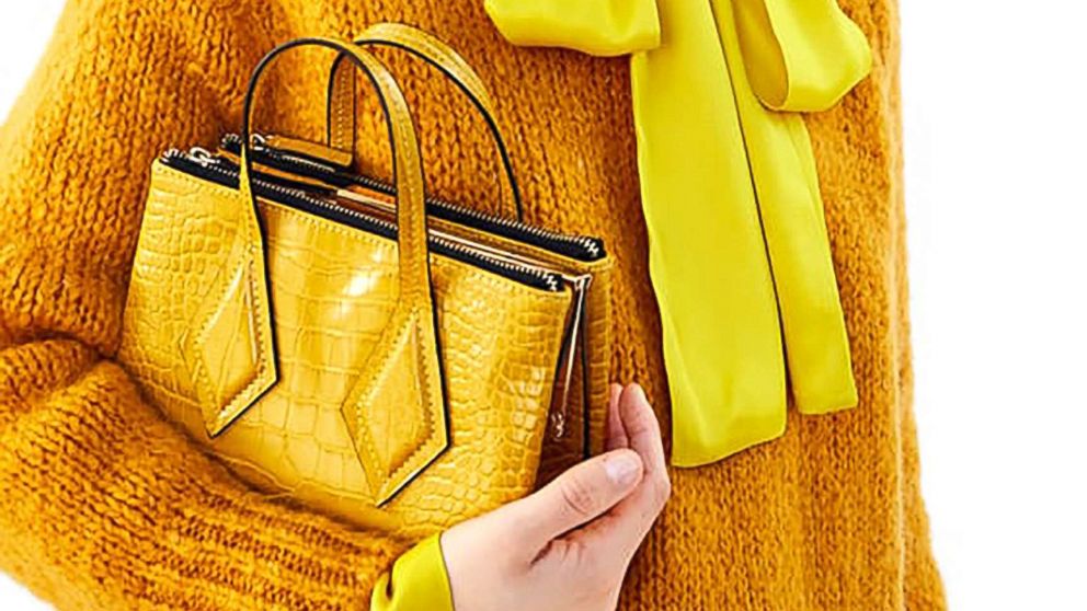 Embossed mini shopper bag with clasp