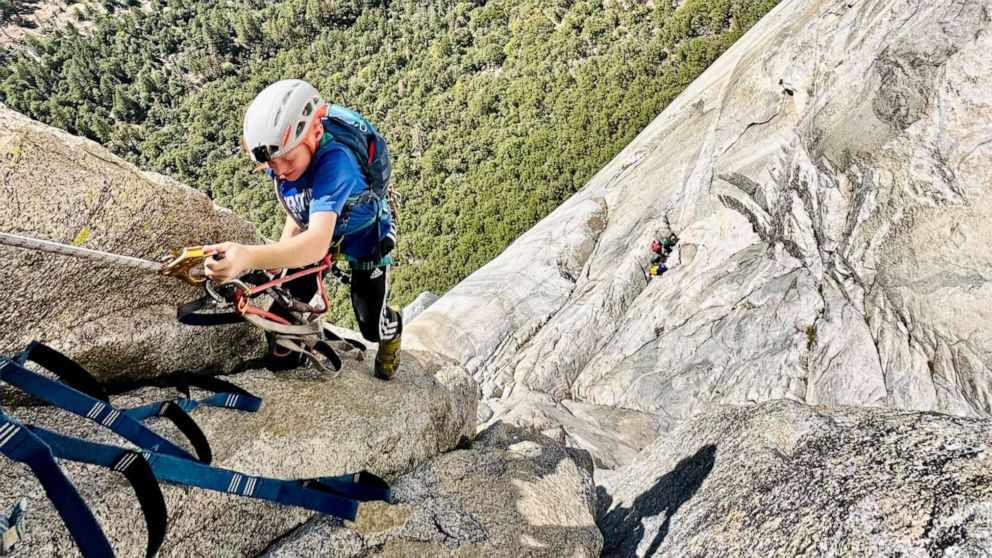 PHOTO: Sam Baker has been rock climbing nearly his entire life. Here, the 8-year-old is pictured on a recent climb up El Capitan in California's Yosemite National Park.