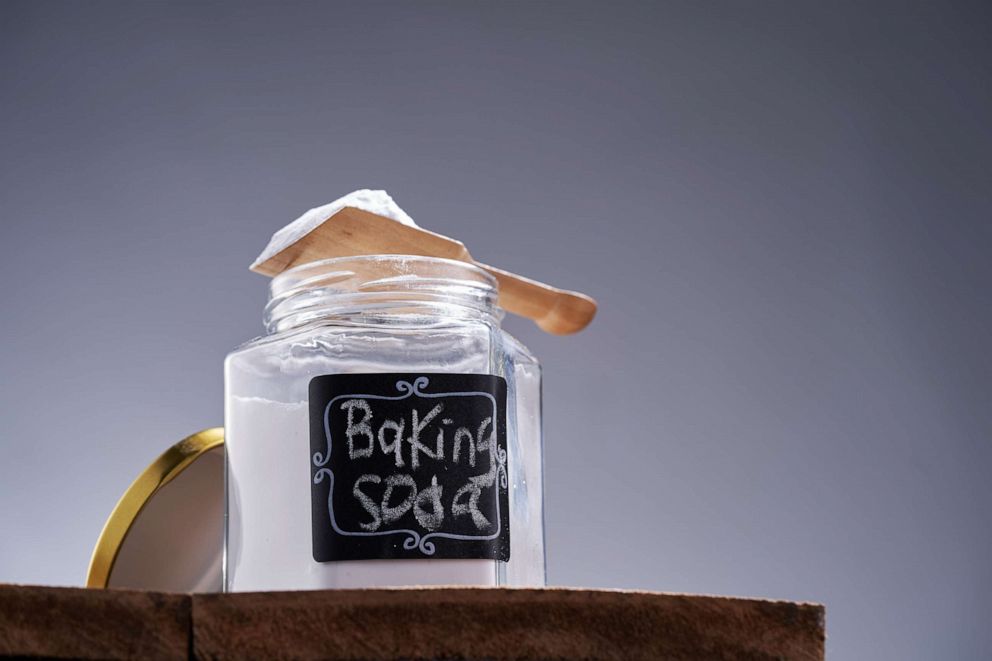 PHOTO: A jar filled with baking soda.
