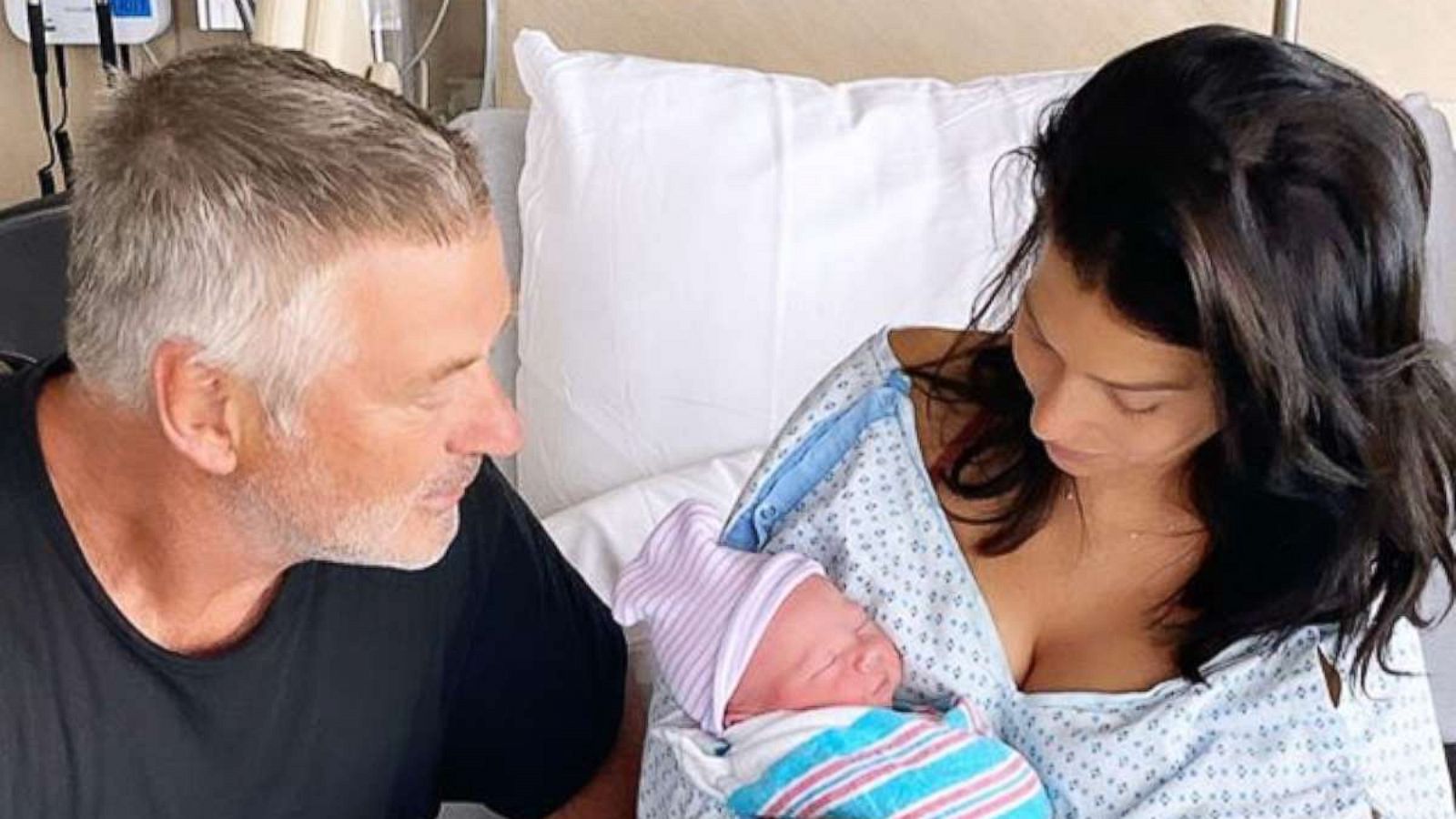 PHOTO: Hilaria Baldwin and Alec Baldwin look at their newborn baby son in an image posted to Hilaria Baldwin's Instagram account.