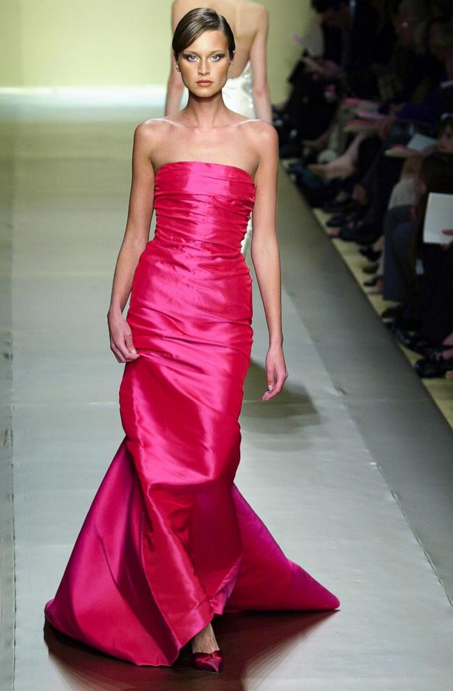 PHOTO: A model walks the runway during the Balmain Haute Couture Fall/Winter 2000-2001 fashion show as part of the Paris Haute Couture Fashion Week, July 8, 2000, in Paris.