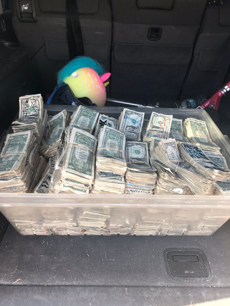 PHOTO: This week, Siesta Key Oyster Bar's general manager Kristin Hale brought a large container of cash to a local Florida bank which counted $13,961.
