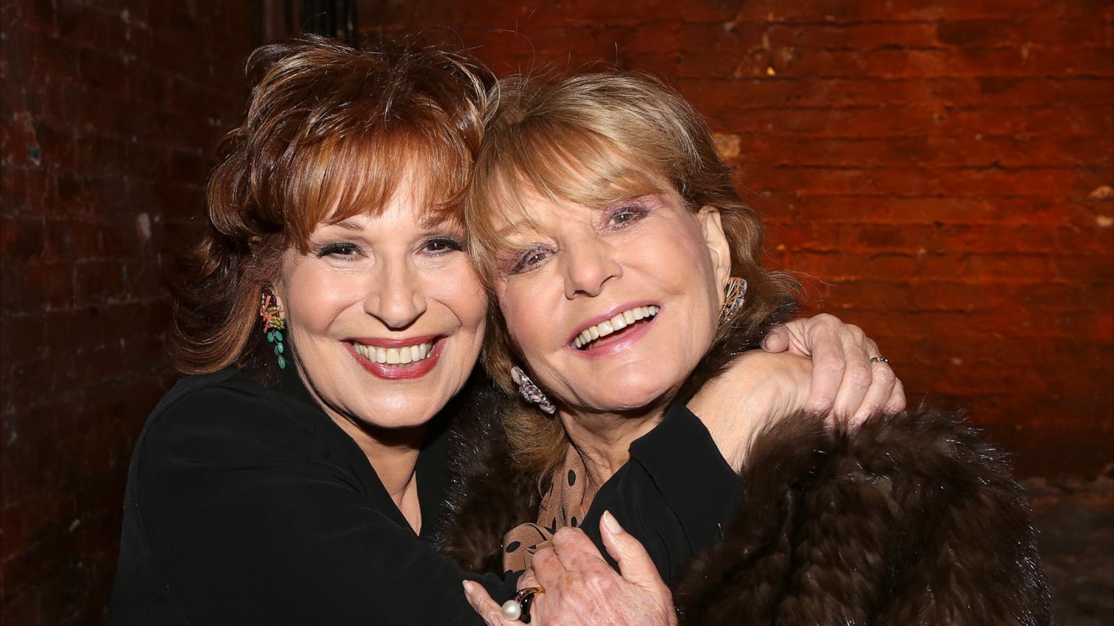 PHOTO: Joy Behar and Barbara Walters backstage after the Off-Broadway Opening Night of Joy Behar's 'Me, My Mouth & I' at Cherry Lane Theatre, Nov. 23, 2014, in New York.