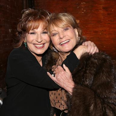 PHOTO: Joy Behar and Barbara Walters backstage after the Off-Broadway Opening Night of Joy Behar's 'Me, My Mouth & I' at Cherry Lane Theatre, Nov. 23, 2014, in New York.