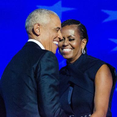 PHOTO: Former President Barack Obama and Michelle Obama attend the 2024 Democratic National Convention in Chicago, Illinois, August 20, 2024.