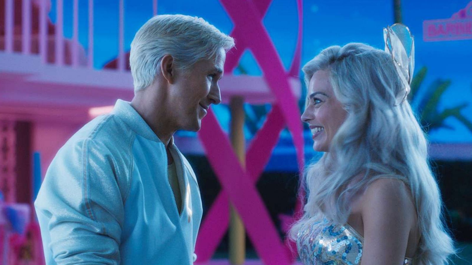 PHOTO: Ryan Gosling, left, as Ken and Margot Robbie as Barbie are seen in a still from Warner Bros. Pictures' "Barbie."