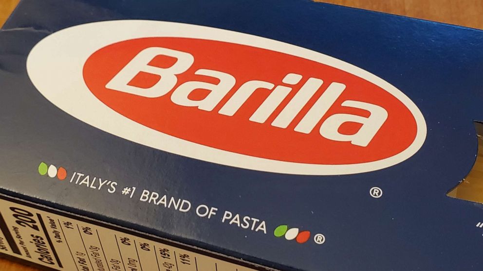 PHOTO: In this Sept. 23, 2021, file photo, a box of Barilla brand pasta is shown in Lafayette, Calif.
