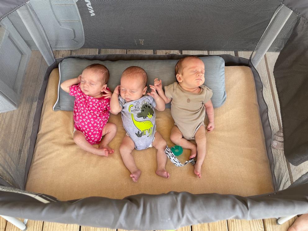PHOTO: Birdie, Bronc and Barnett Crawford were born after 32 weeks and 5 days on April 4.