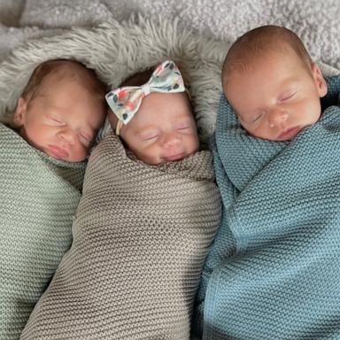 PHOTO: Birdie, Bronc and Barnett Crawford were born after 32 weeks and 5 days on April 4.