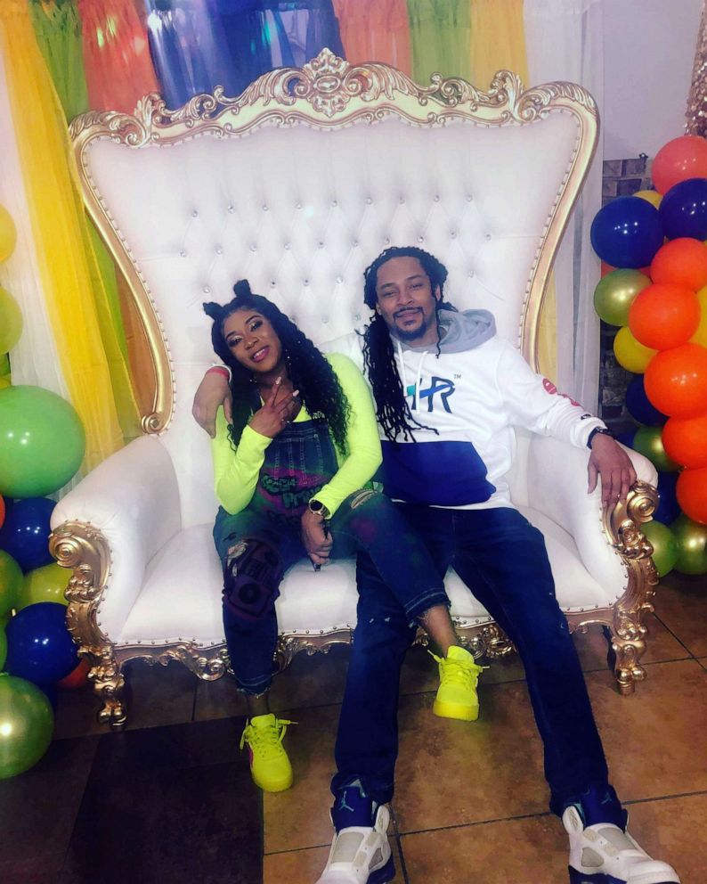 PHOTO: Chaunae berry pictured with Darnell Moore on a throne similar to the one featured in the introduction of 'The Fresh Prince of Bel-Air.'