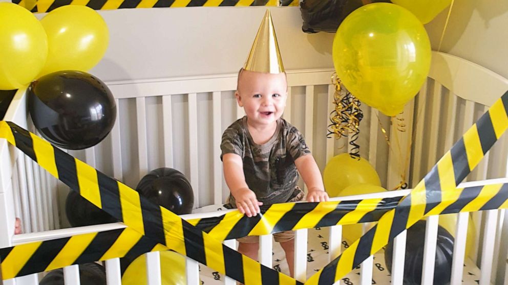 PHOTO: Jai Najjar poses during his Quarantine 1st Birthday Party-themed photoshoot on April 3, 2020 in Perth, Australia.