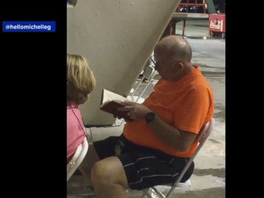 VIDEO: George Papageorgiou, 66, watched BeyoncÃ©'s performance for the first 15 to 20 minutes and then sat down and opened his book.