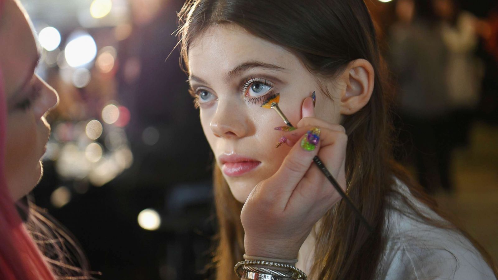 PHOTO: A model gets a last touch of make-up backstage before the Longchamp Fall/Winter 2019 show during New York Fashion Week on Feb. 9, 2019, in New York City.