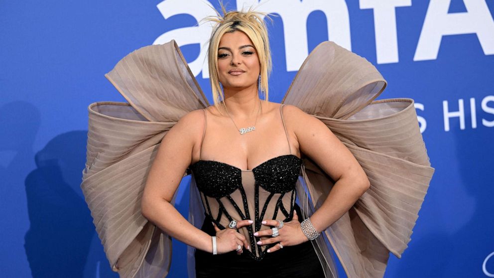 PHOTO: Singer Bebe Rexha arrives to attend the annual amfAR Cinema Against AIDS Cannes Gala at the Hotel du Cap-Eden-Roc in Cap d'Antibes, southern France, on the sidelines of the 76th Cannes Film Festival, on May 25, 2023.