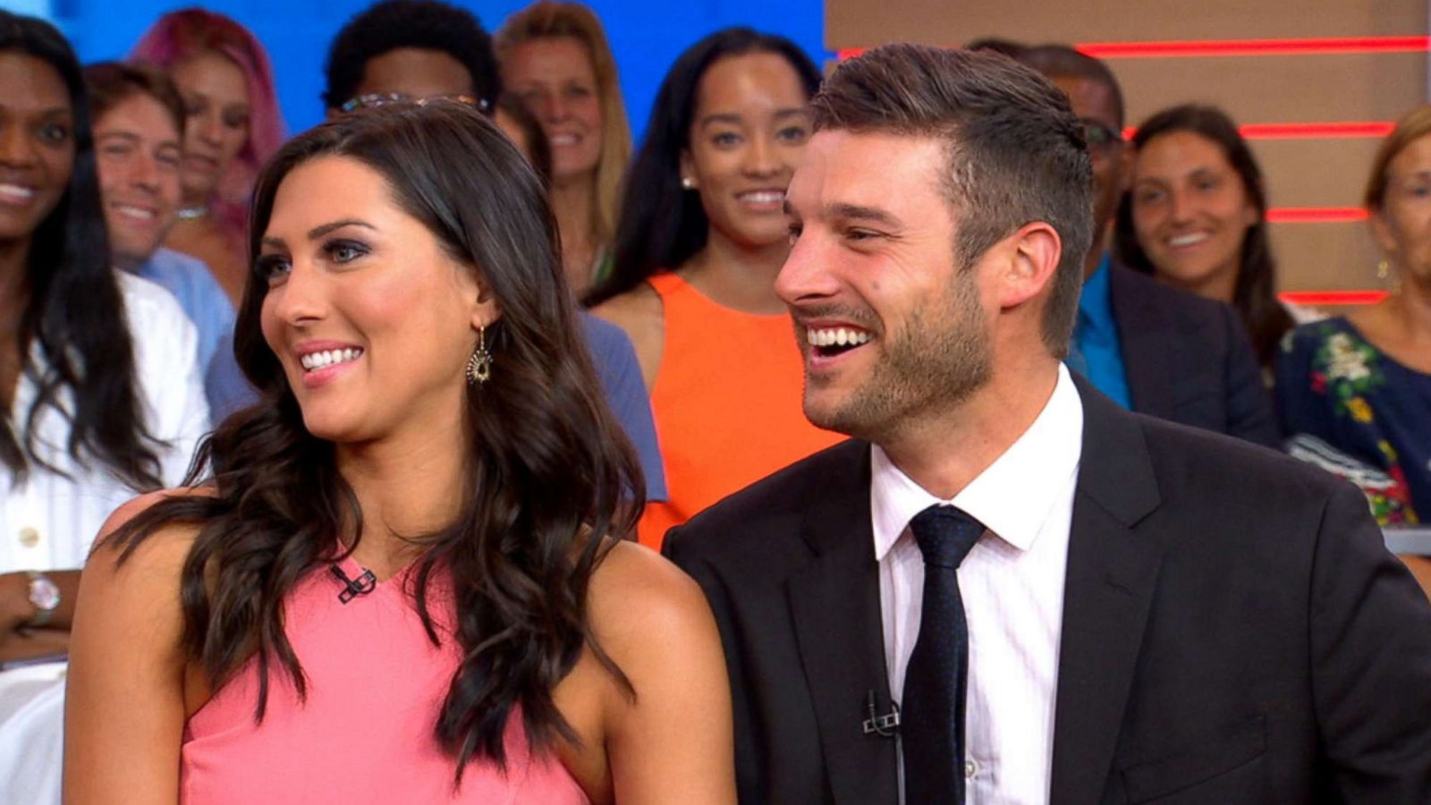 PHOTO: "The Bachelorette" star Becca Kufrin and her fiance Garrett Yrigoyen, appear live on "Good Morning America, "Aug. 7, 2018.