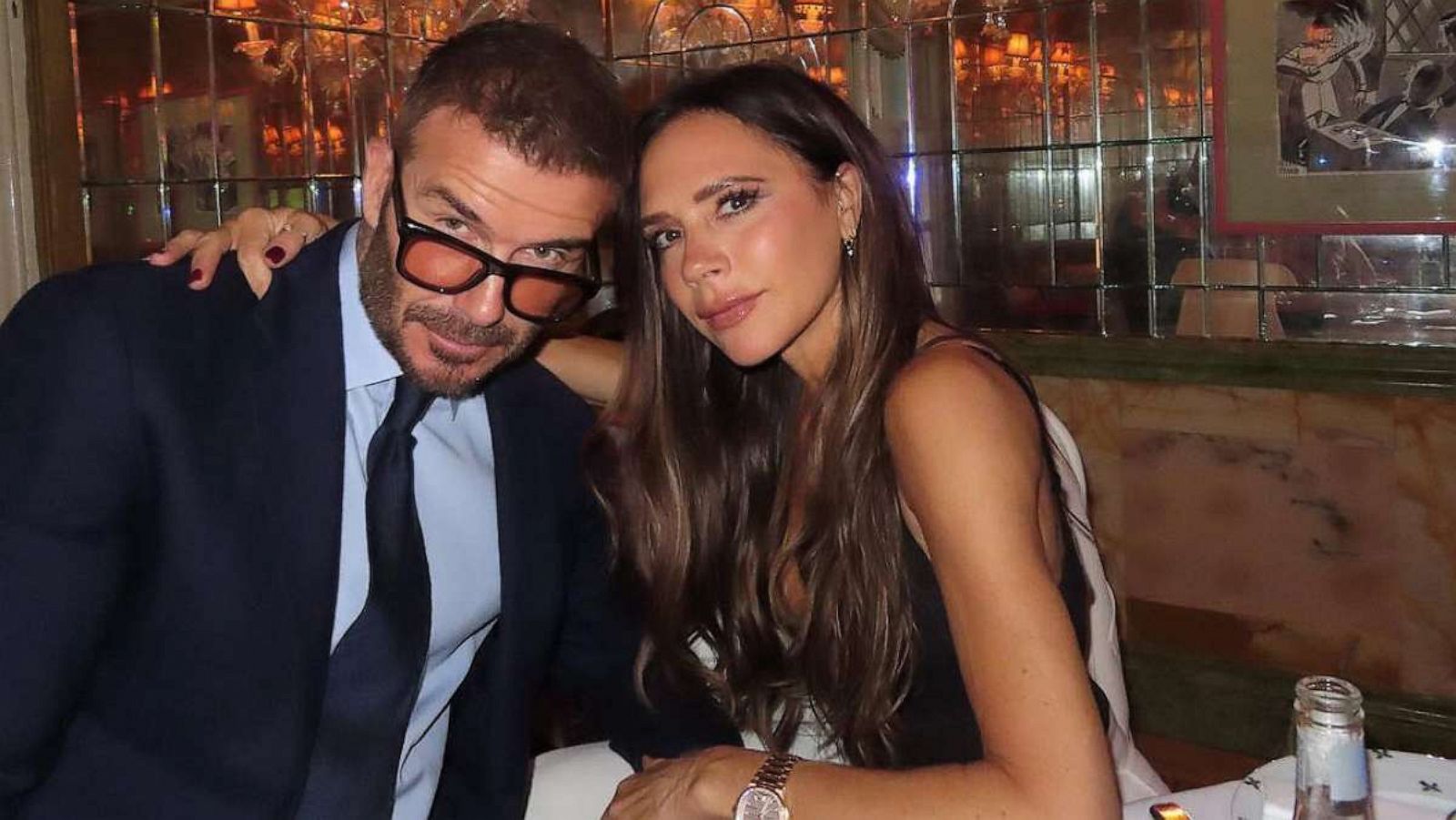 PHOTO: In this photo posted to her Instagram account, Victoria Beckham poses with husband David Beckham as they celebrate their wedding anniversary.