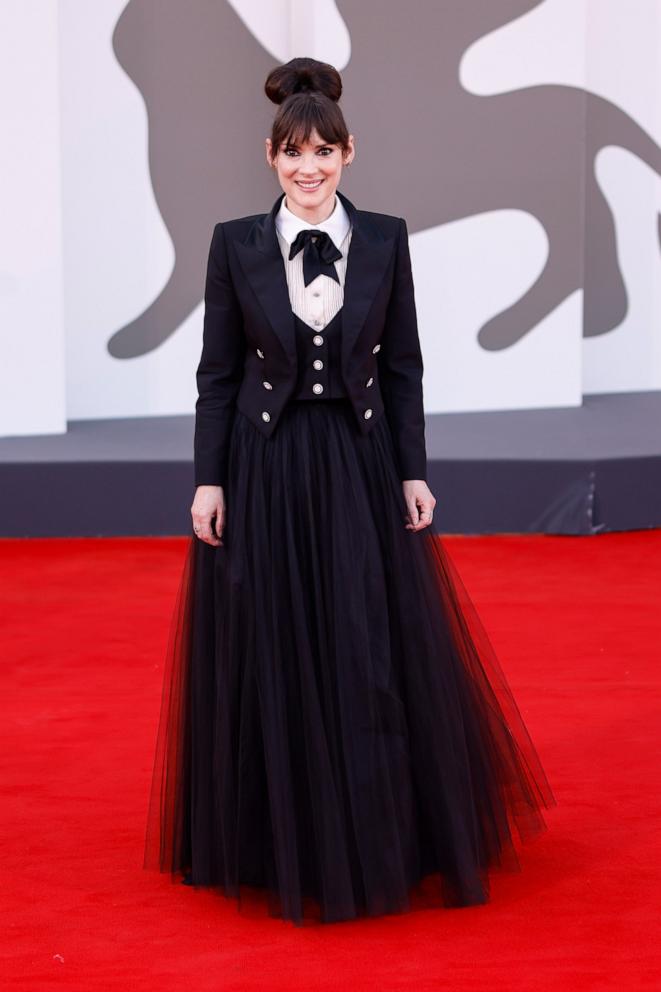 PHOTO: Winona Ryder poses for photographers upon arrival for the premiere of the film 'Beetlejuice Beetlejuice' and the opening ceremony of the 81st edition of the Venice Film Festival, Aug. 28, 2024, in Venice, Italy.