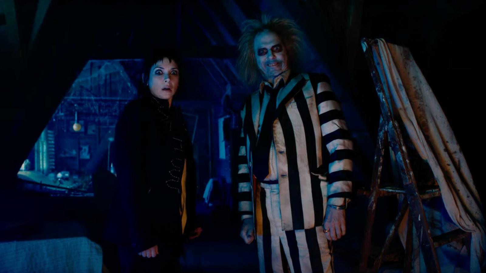 PHOTO: Winona Ryder and Michael Keaton in Beetlejuice, the long-awaited sequel to Burton’s award-winning Beetlejuice.