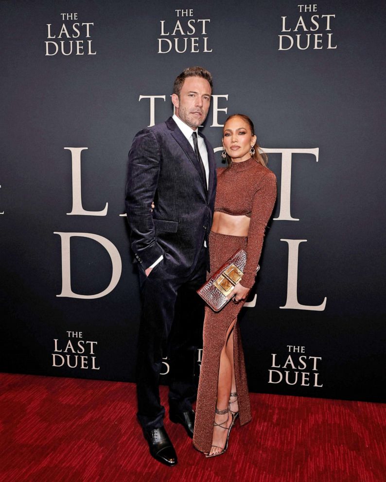 PHOTO: Ben Affleck and Jennifer Lopez attend "The Last Due" New York Premiere at Rose Theater on Oct. 9, 2021 in New York City. 