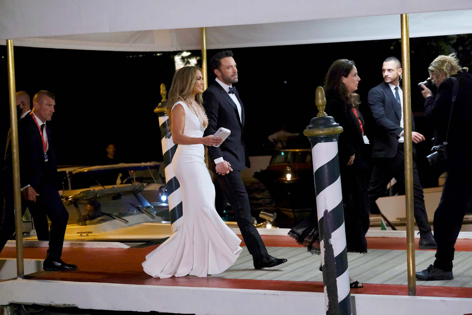 PHOTO: Jennifer Lopez and Ben Affleck arrive at the 78th Venice Film Festival, in Venice, Italy, Sept. 10, 2021. 