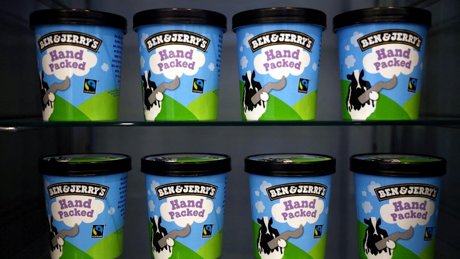 PHOTO: In this Oct. 5, 2020, file photo, the creams of Ben & Jerry's, a Unilever brand, are seen at their shop in London.