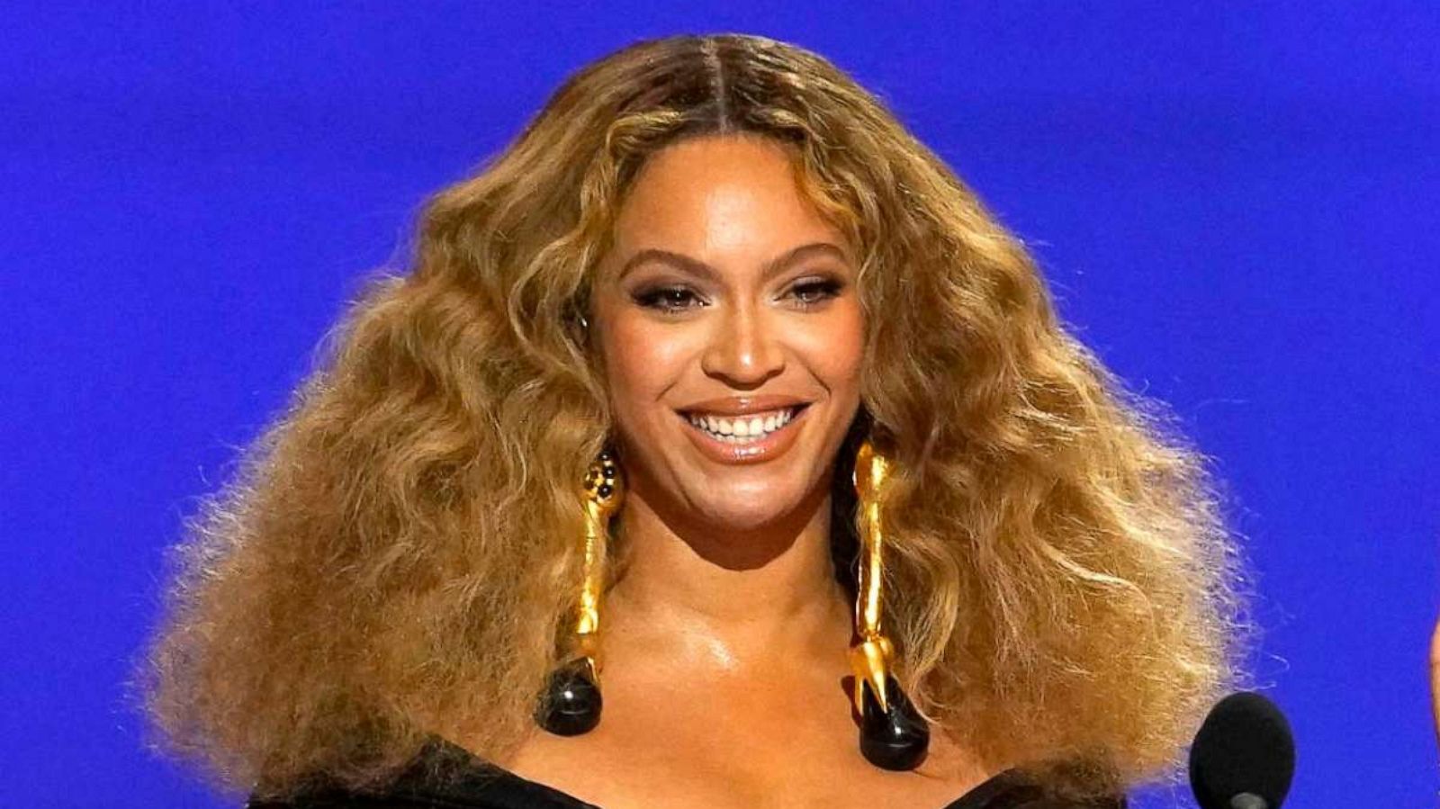 PHOTO: In this March 14, 2021, file photo, Beyonce appears at the 63rd annual Grammy Awards in Los Angeles.