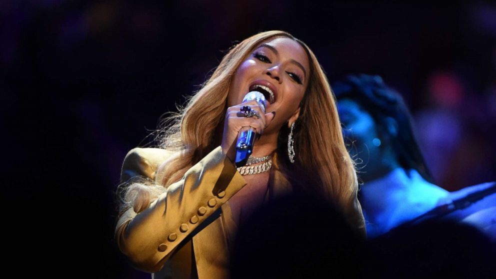 Singer, Beyonce performs during the Kobe Bryant Memorial Service on Feb. 24, 2020 at STAPLES Center in Los Angeles.