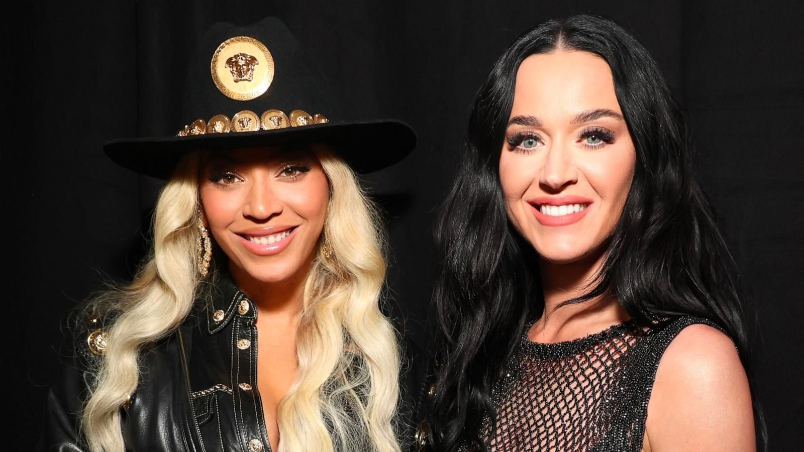 PHOTO: Beyoncé and Katy Perry pose backstage during the 2024 iHeartRadio Music Awards, April 1, 2024, in Los Angeles.