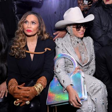 PHOTO: Tina Knowles and Beyonce attend the Luar fashion show during New York Fashion Week on February 13, 2024 in New York City.