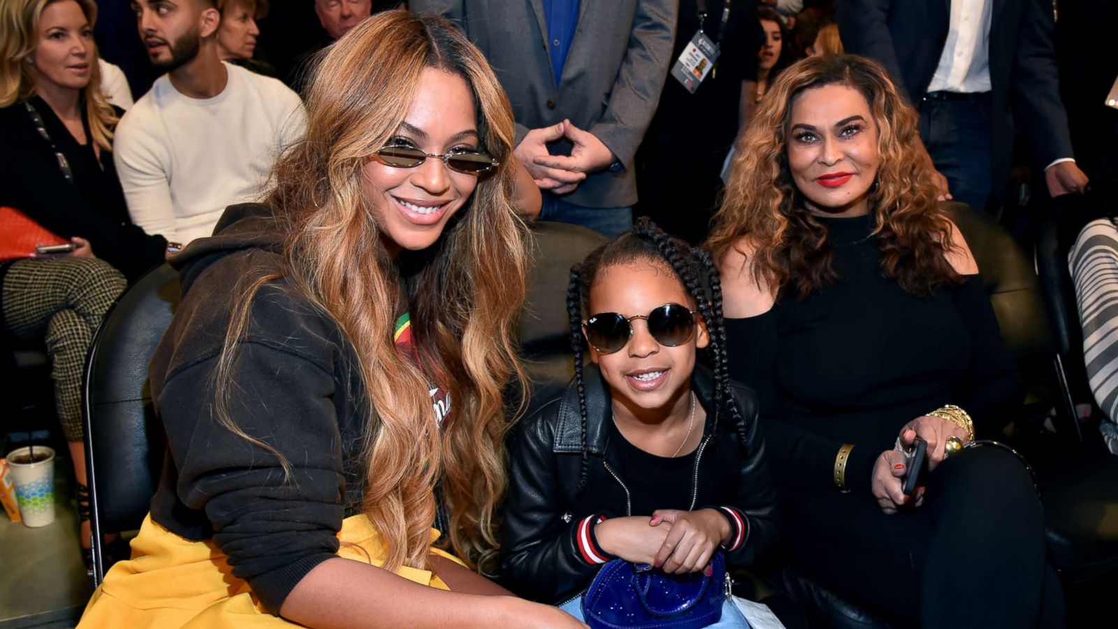 PHOTO: Beyonce, Blue Ivy Carter, and Tina Knowles attend the 67th NBA All-Star Game: Team LeBron Vs. Team Stephen at Staples Center, Feb. 18, 2018.