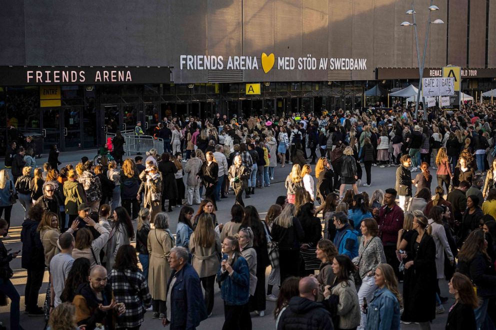 PHOTO: Fans of US musician Beyonce queue to enter to the Friends Arena to watch her first concert of the World Tour named "Renaissance", in Solna, north of Stockholm on May 10, 2023.