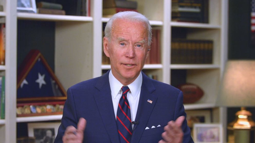 PHOTO: Presidential candidate and former Vice President Joe Biden speaks to "Good Morning America," May 12, 2020.