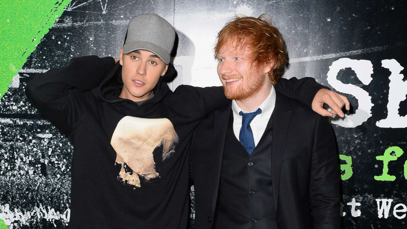 PHOTO: Justin Bieber and Ed Sheeran attend the World Premiere of "Ed Sheeran: Jumpers For Goalposts," Oct. 22, 2015, in London.