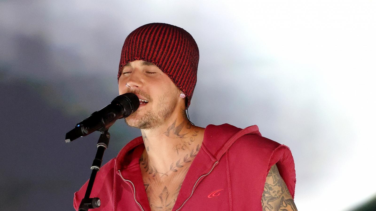 PHOTO: Justin Bieber performs at the Coachella Stage during the 2026 Coachella Valley Music and Arts Festival at Empire Polo Club, April 18, 2026 in Indio, Calif.