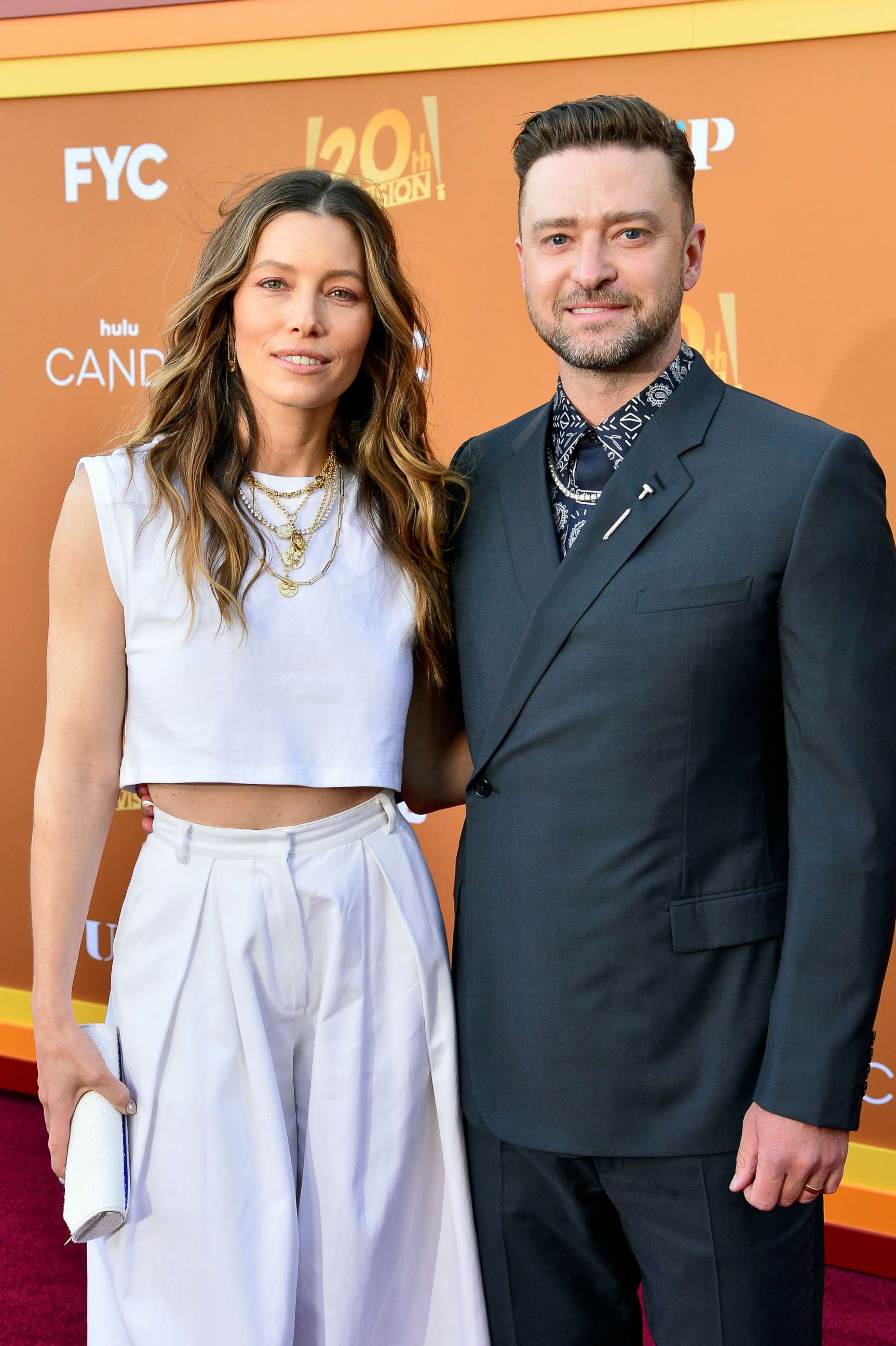 PHOTO: Jessica Biel and Justin Timberlake attend the Los Angeles Premiere FYC Event for Hulu's "Candy" at El Capitan Theatre, May 9, 2022, in Los Angeles.