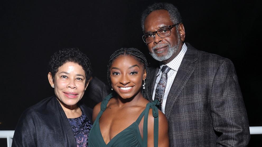 PHOTO: In this Nov. 15, 2021 file photo Nellie Biles, honoree Simone Biles, and Ronald Biles attend the 2021 InStyle Awards at The Getty Center in Los Angeles.