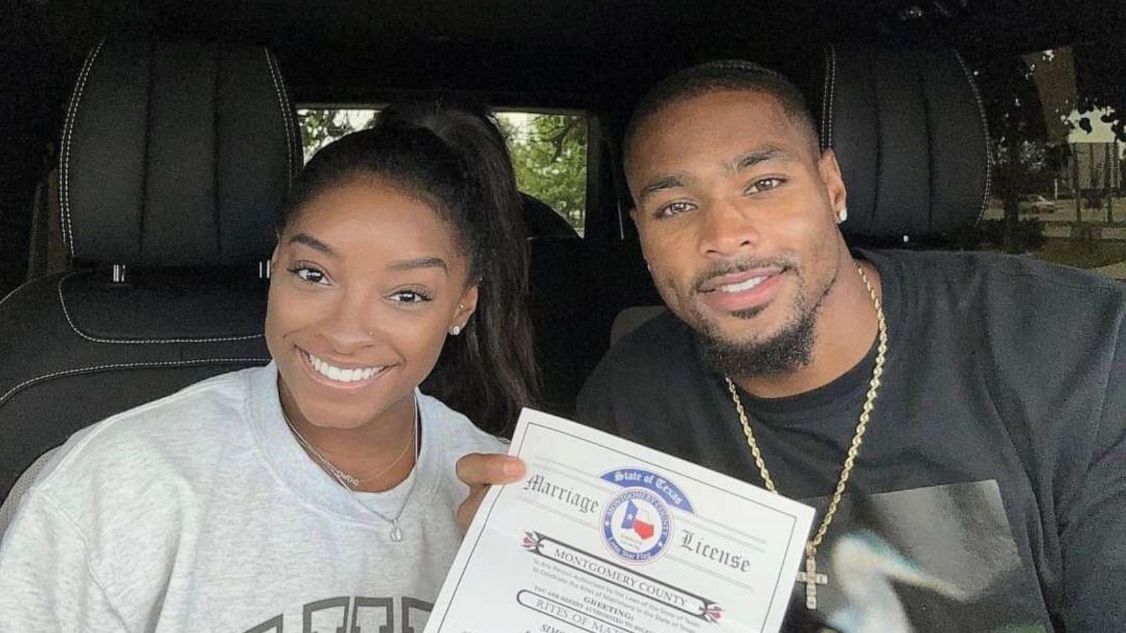 PHOTO: Simone Biles posted this photo with Jonathan Owens to her Instagram account, April 15, 2023.